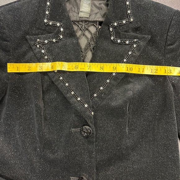 Sold.  Bisou Bisou Black Blazer with Elegant Beaded Detailing - Picture 4 of 14
